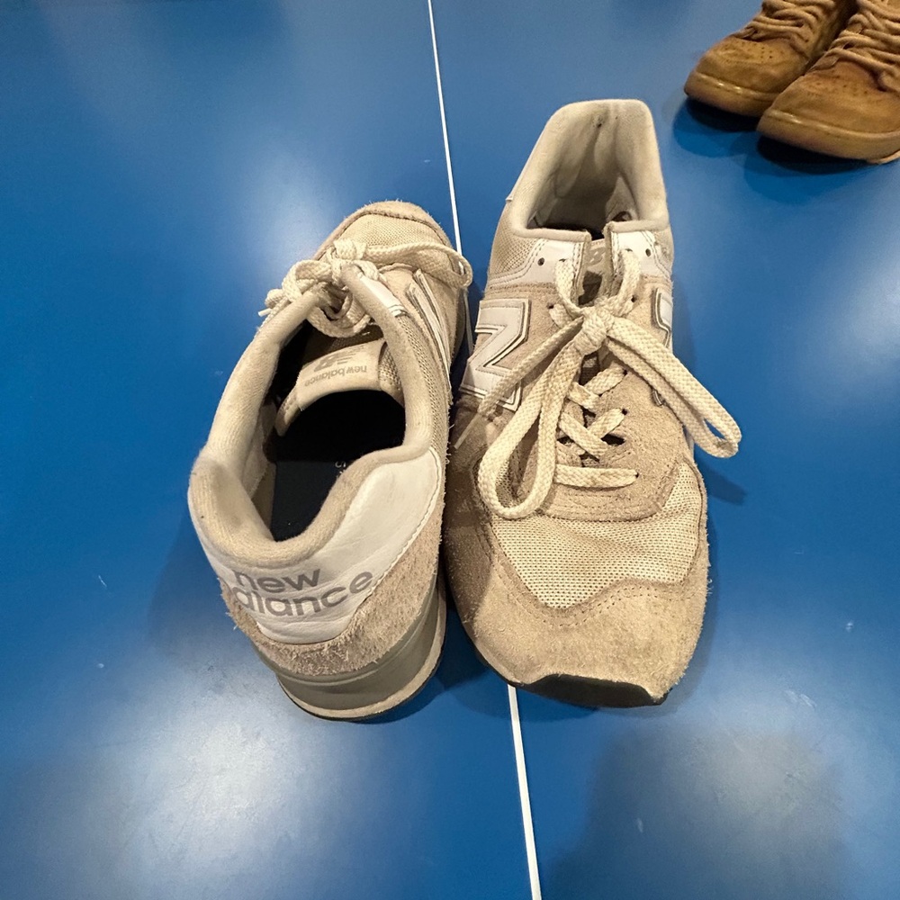 New Balance Tan & Cream Suede Mesh Athletic Sneakers